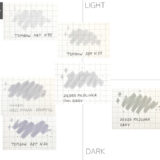 グレーインク大集合!!　色雫やABT、マイルドライナー他の色味を比較